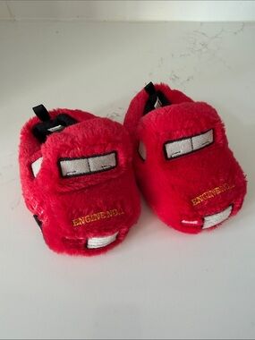 Carter’s Red Plush Fire Truck Baby Slippers Size 3/4